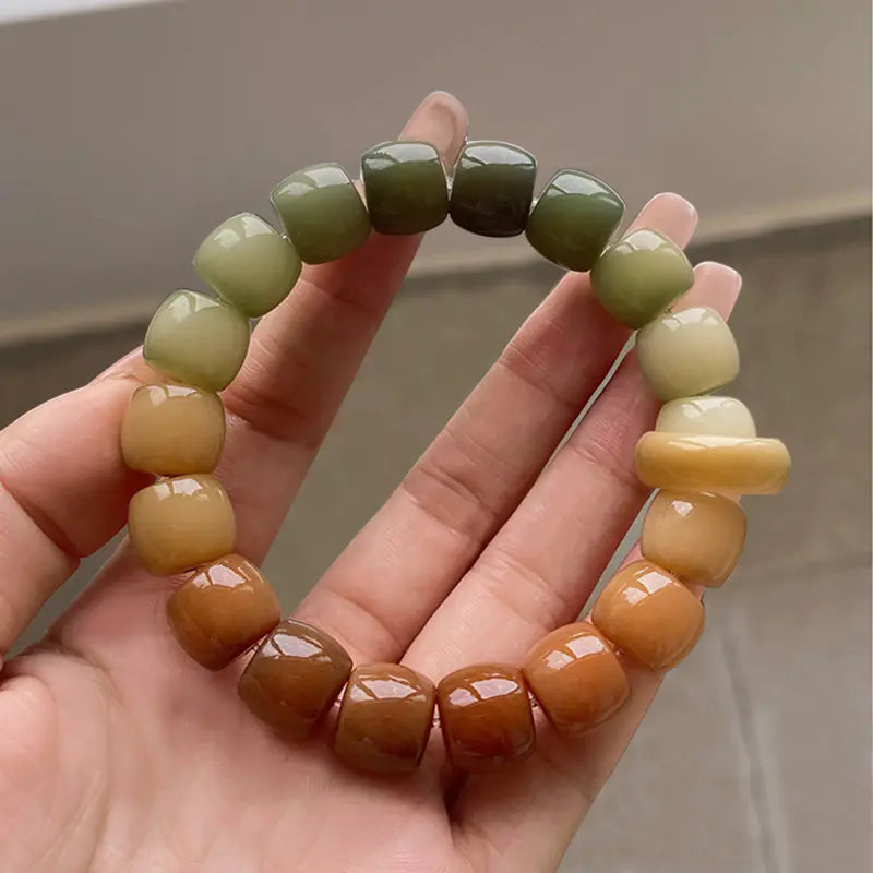 Natural Weathered White Jade Bodhi Root Bracelet