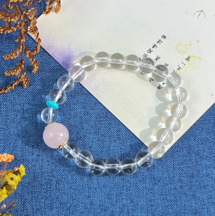 Single Circle Quartz Jade Strawberry Crystal Necklace