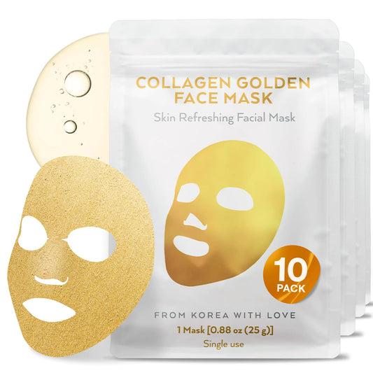 10 pack Premium Korean Collagen Face Mask - 24K Gold Face Mask Skin Care