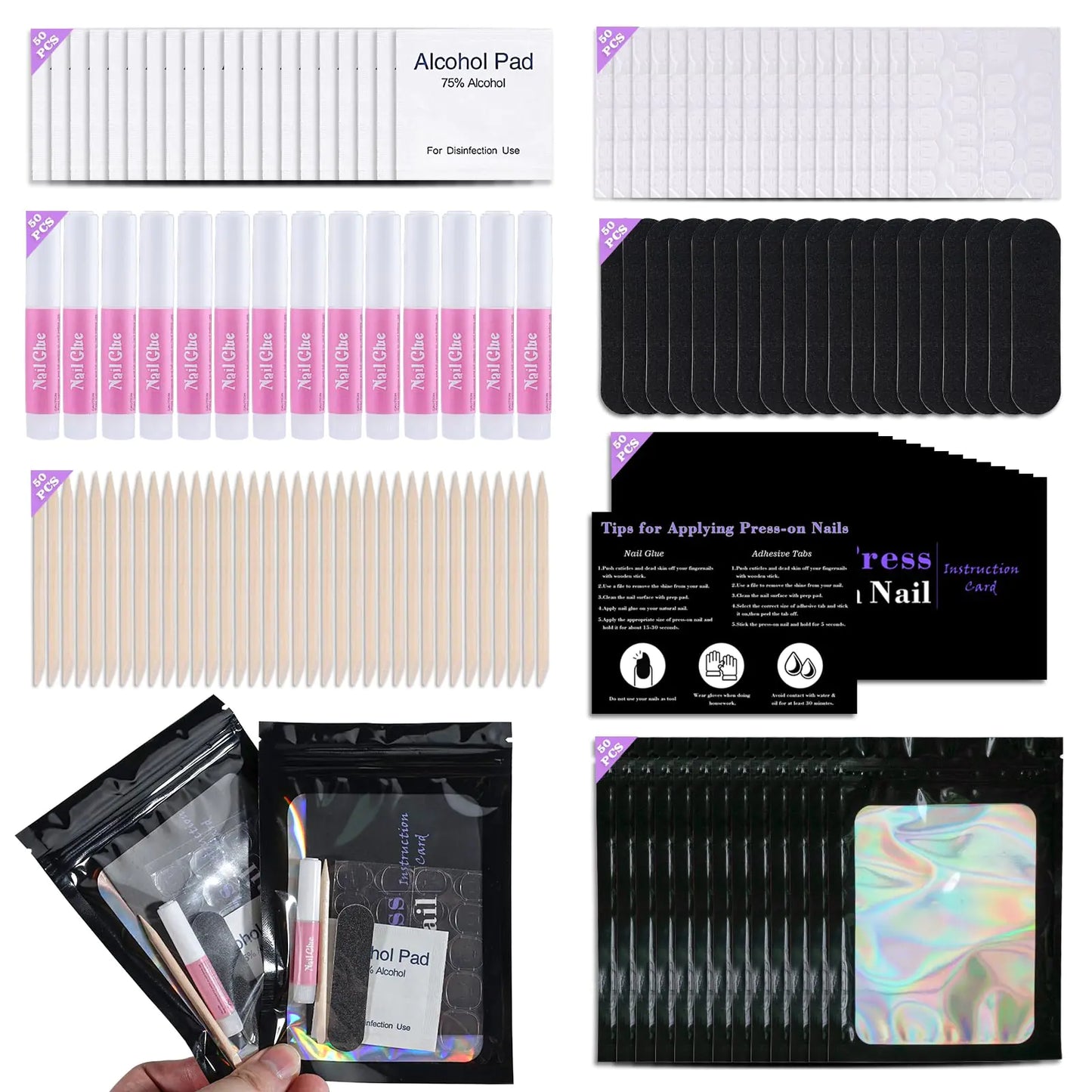 Disposable Nail Supplies Professional kits (Black-350pcs 50set)