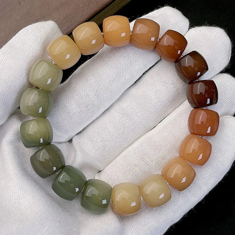 Natural Weathered White Jade Bodhi Root Bracelet