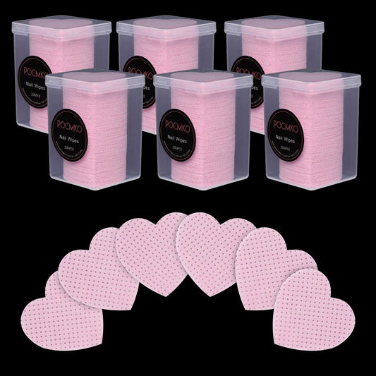 1200PCS Heart Lint Free Nail Wipes in 6 containers
