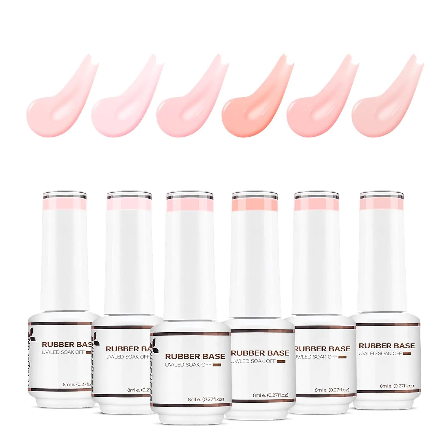 Nicedeco Hema Free Rubber Base Gel Polish 6 Pcs Cruelty Free Vegan