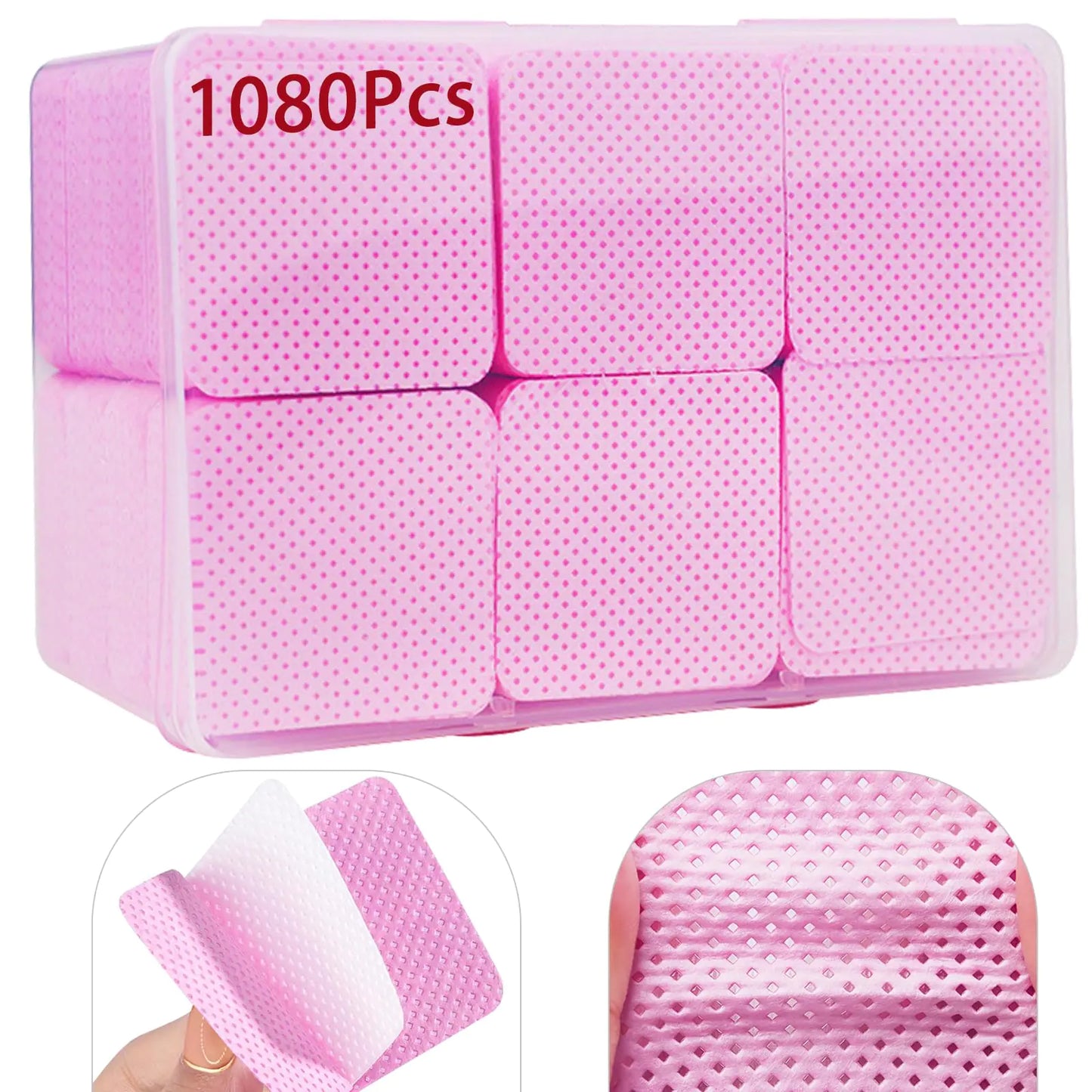 1080PCS Lint Free Nail Wipes Pink