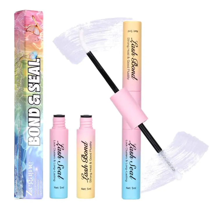 Lash Bond and Seal Lash Glue For Eyelash Clusters Glue Waterproof Long Lasting White Lash Glue 2 in 1 Lash Clusters Glue Eyelash Extension Glue DIY At Home by Zegaine