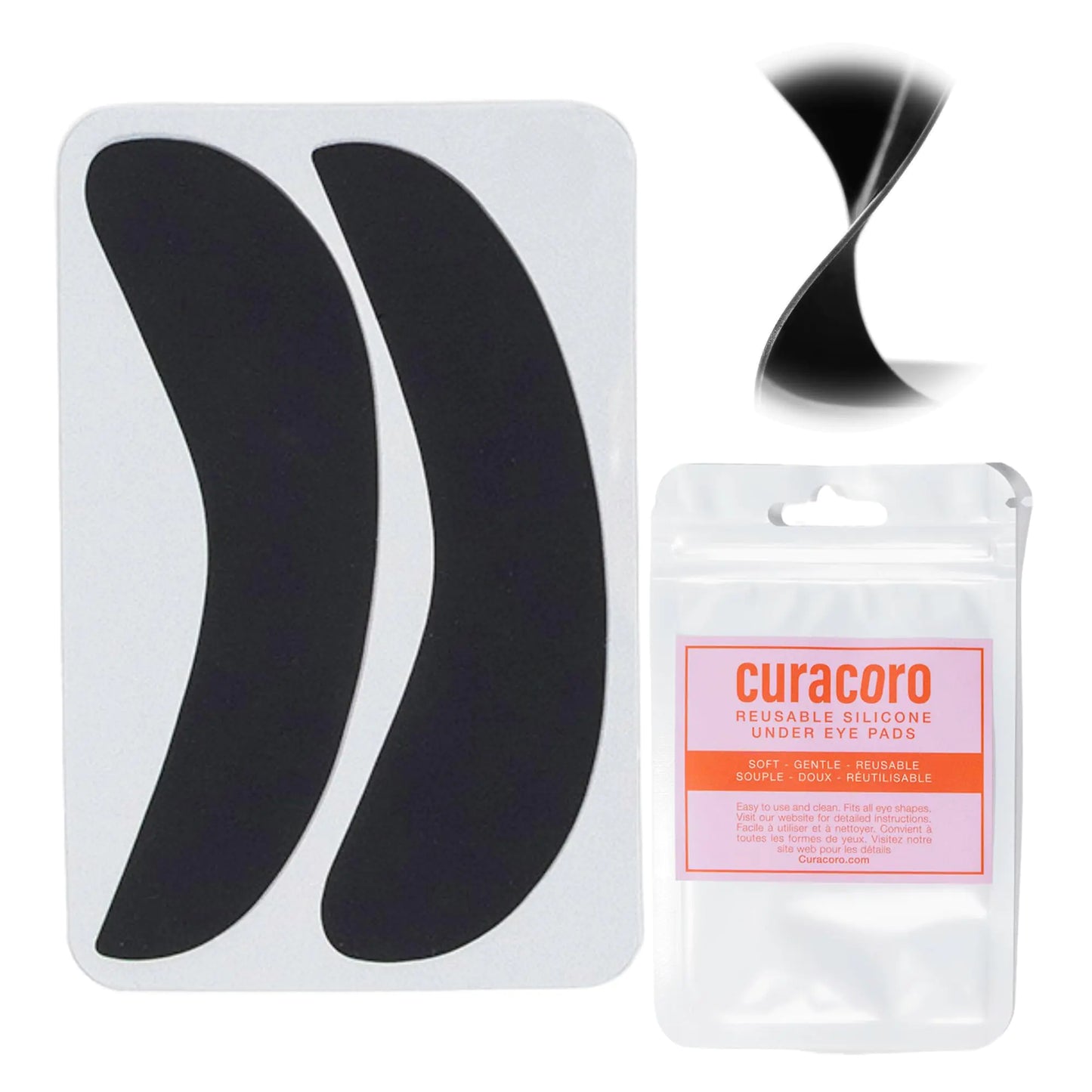 Curacoro Reusable Eye Pads Silicone Under Eye Patches Lash Lift Cover Eyelash Extension | Soft Pads for Sensitive Skin during Eyelash Perm Lamination & Lash Extensions Remover (Black Style 1)