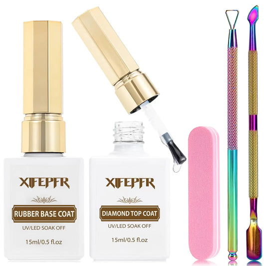 Xifepfr Gel Base & Top Coat Set No Wipe Soak Off