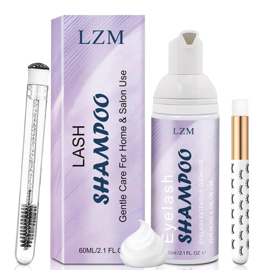LZM Lash Shampoo Lash Cleaner - Oil Free 60ml(3-IN-1 SHAMPOO KIT)