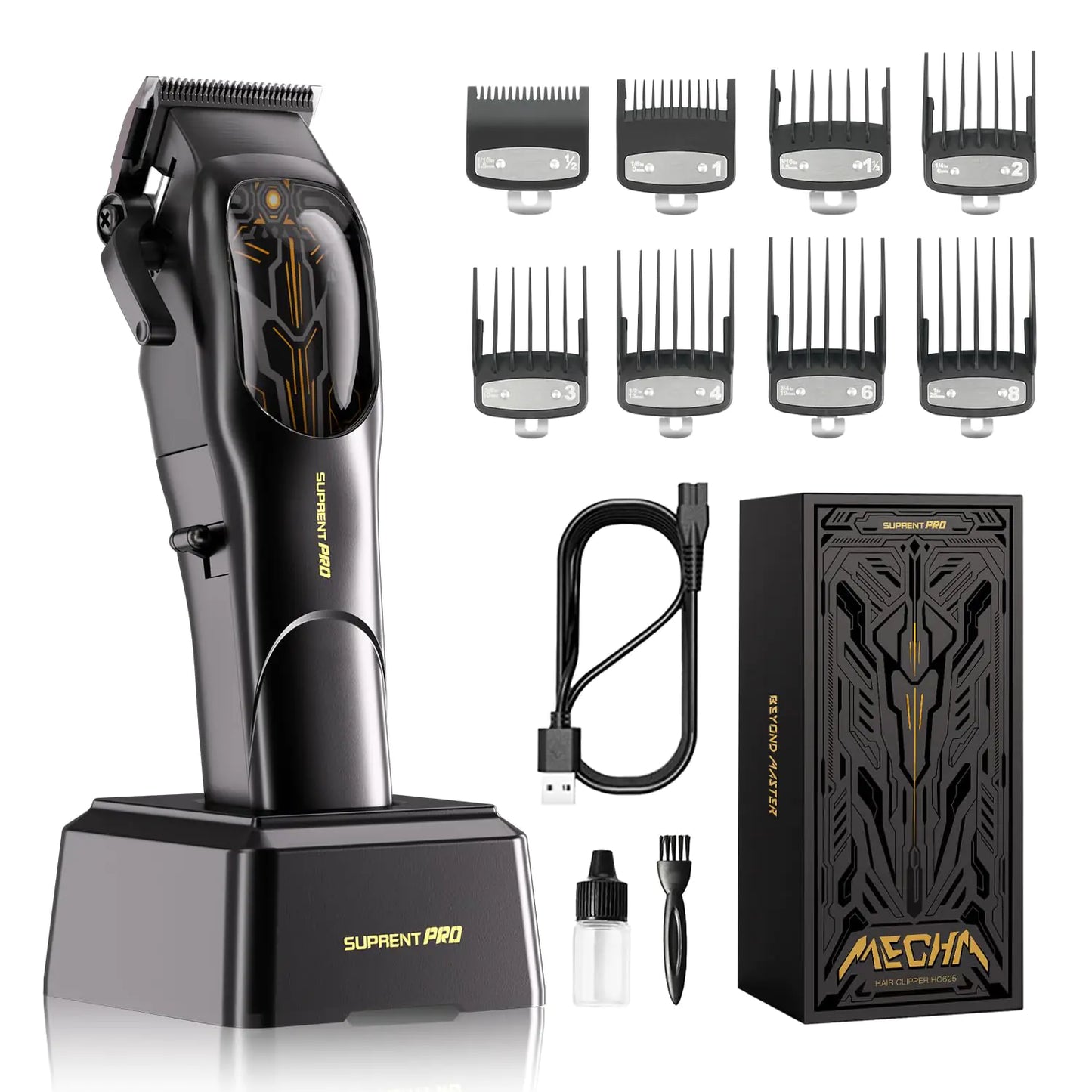 Professional Hair Clippers for Men- High Torque Brushless Motor with Diamond-Like Carbon Coating Ceramic Blade Cordless Set with Charging Base