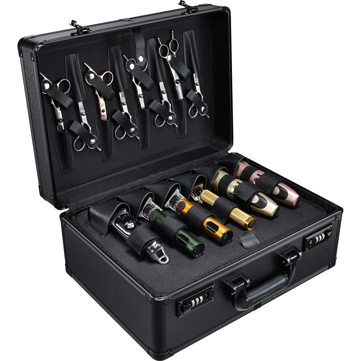 Yueieoun Professional Barbers Tool Case Organizer Suitcase with Code Lock Black