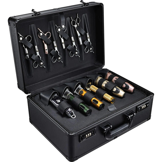 Yueieoun Professional Barbers Tool Case Organizer Suitcase with Code Lock Black