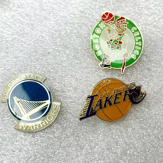 NBA Team Badge Pins - Lakers, Warriors, Bucks, Nets, Clippers