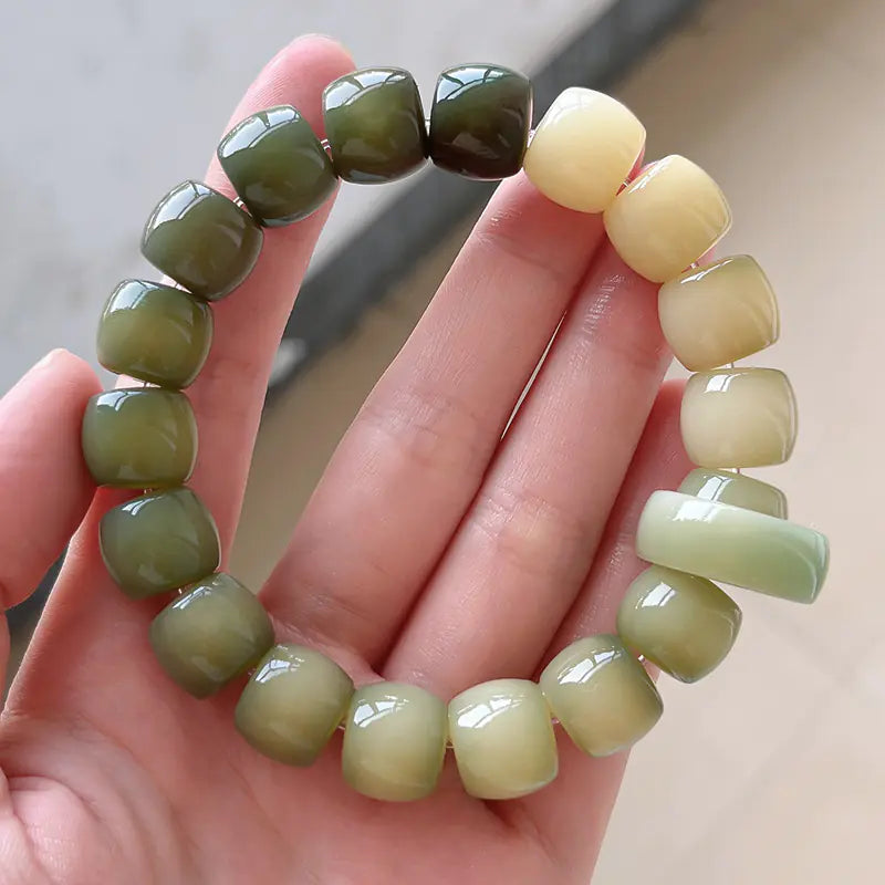Natural Weathered White Jade Bodhi Root Bracelet