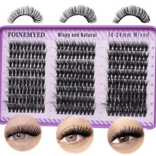 Natural Lash Clusters Wispy Lash Extension 30D+40D+50D Cluster Eyelash Extension 14-24mm Lashes Individual Eyelash Clusters D Curl DIY Lash Extension by FOINEMYED