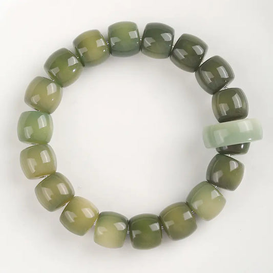 Natural Weathered White Jade Bodhi Root Bracelet