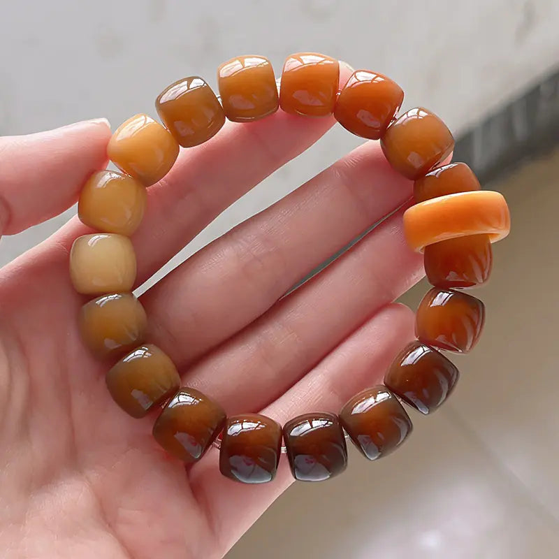 Natural Weathered White Jade Bodhi Root Bracelet