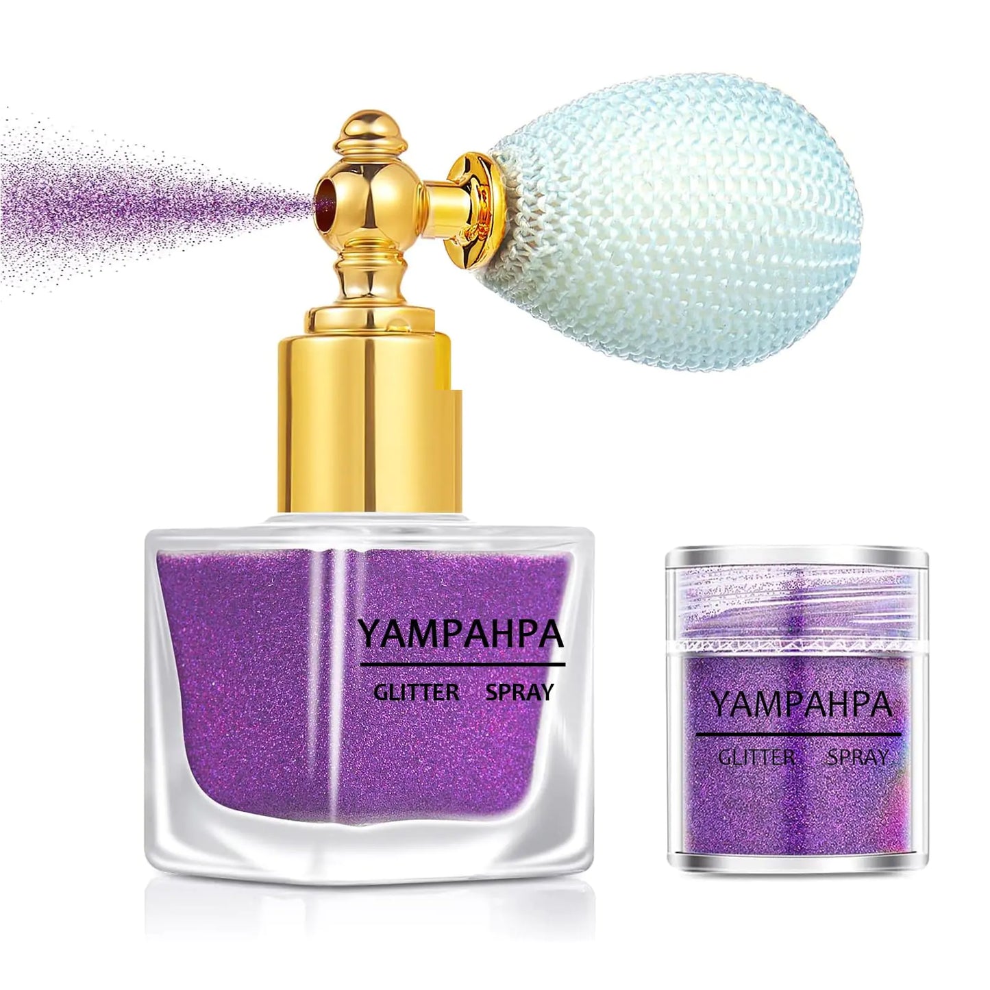Body Glitter Spray Glitter Makeup Spray for Hair Body Clothes Purple with 1 Jar of Refills.