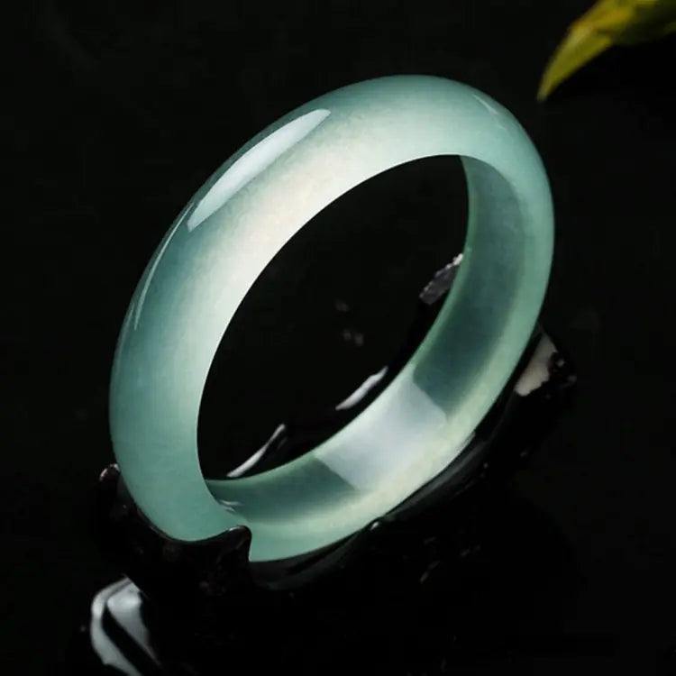 Light Green Jade Bracelet with Chalcedony Agate