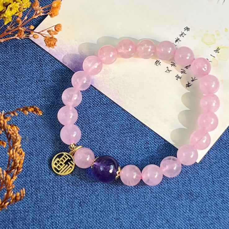 Single Circle Quartz Jade Strawberry Crystal Necklace