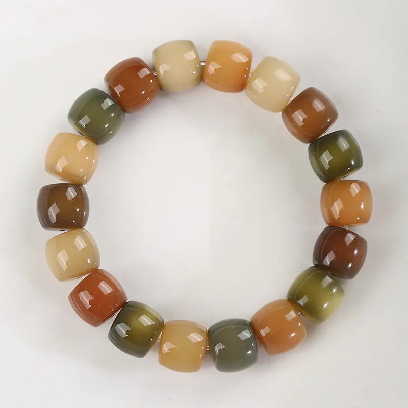Natural Weathered White Jade Bodhi Root Bracelet