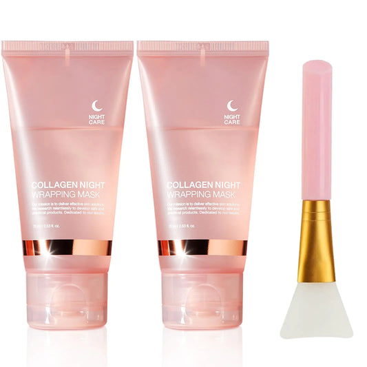 JALAWEF 2 Pcs Collagen Night Mask Hydrating Moisturizing Firming Sleeping Applicator Tear Mask.