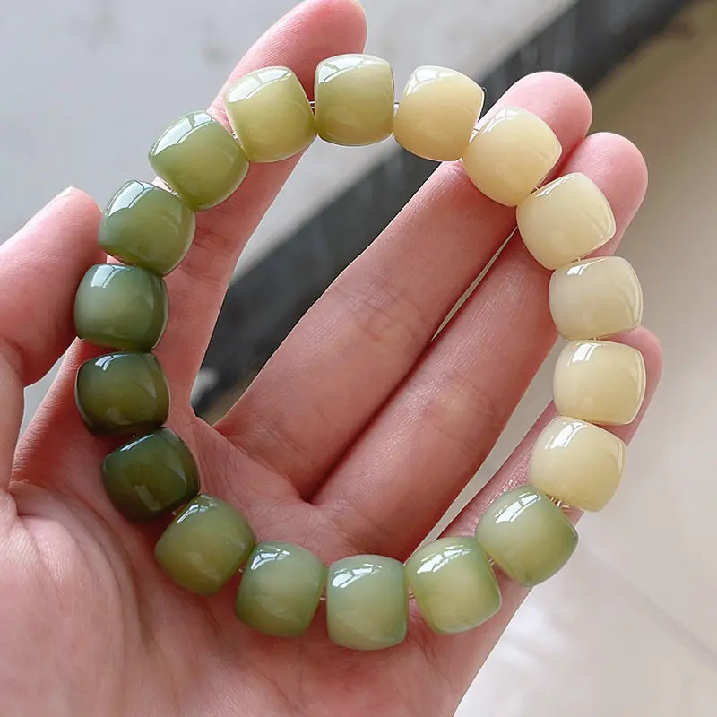 Natural Weathered White Jade Bodhi Root Bracelet