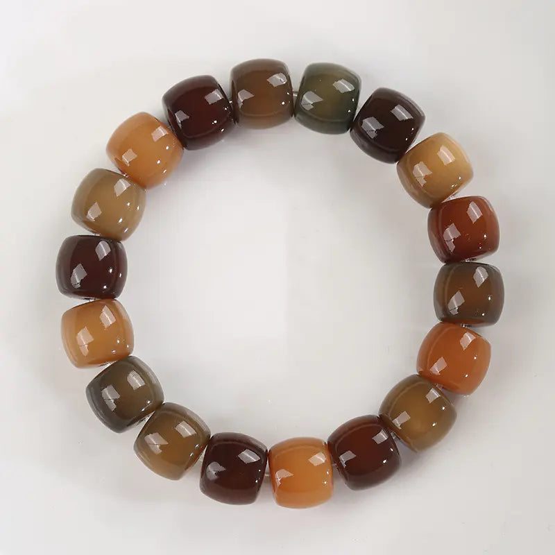 Natural Weathered White Jade Bodhi Root Bracelet