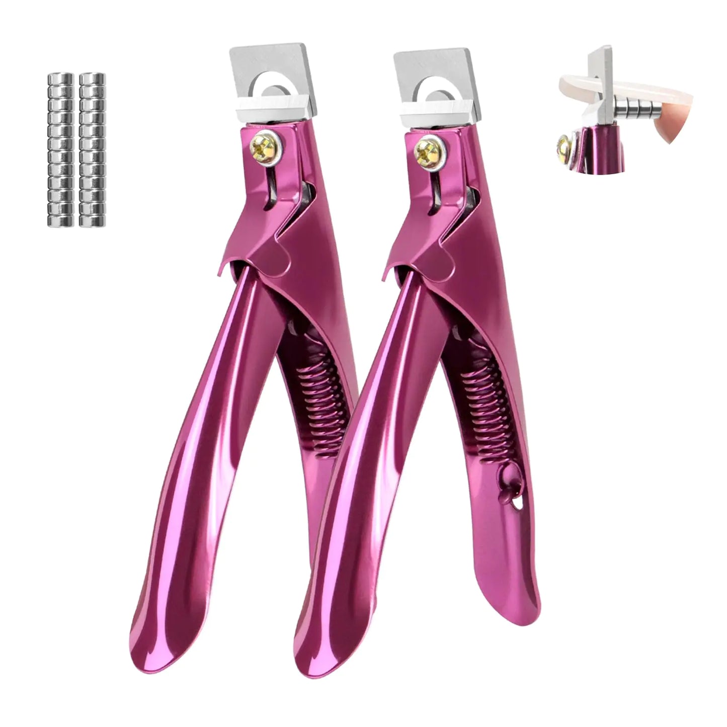 Acrylic Nail Clippers with Sizer Magnets 2pcs (Rose)