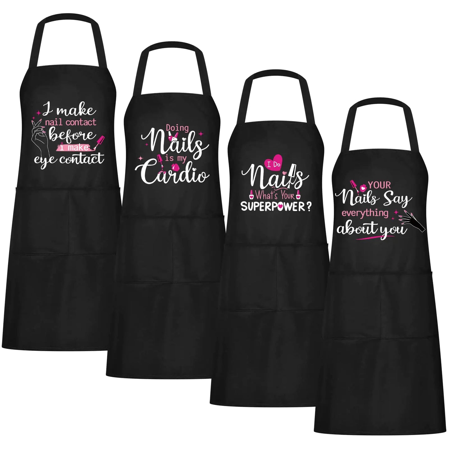 Mepase 4 Pieces Nail Tech Aprons with Pockets