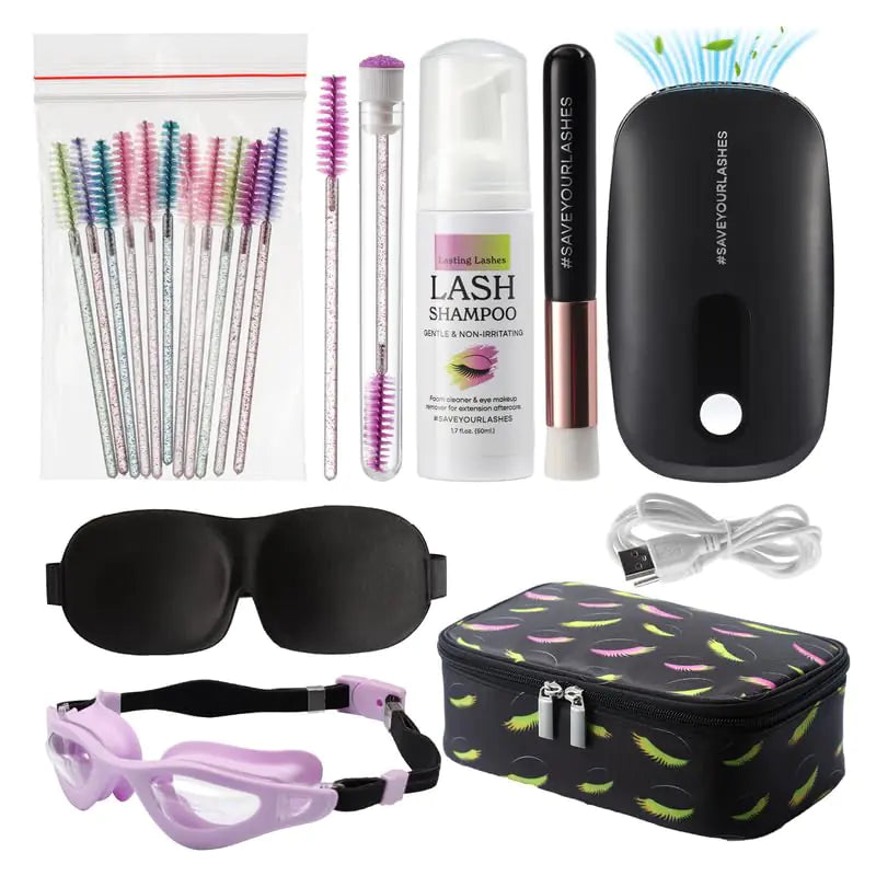 Lash Extension Care Kit | Lash Cleaning Kit | Lash Extension Supplies | Lash Shampoo Kit | Eyelash Sleeping Mask for Extensions | Lash Fan | Lash Bath Kit | Eyelash Shampoo