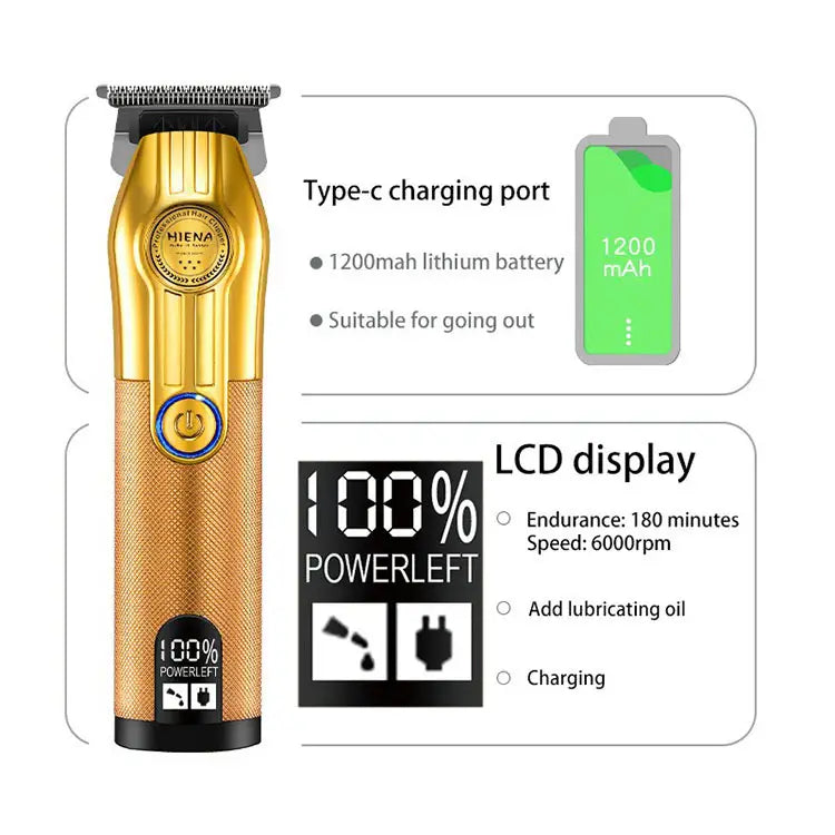 Professional Cordless Hair Clippers with LCD Display