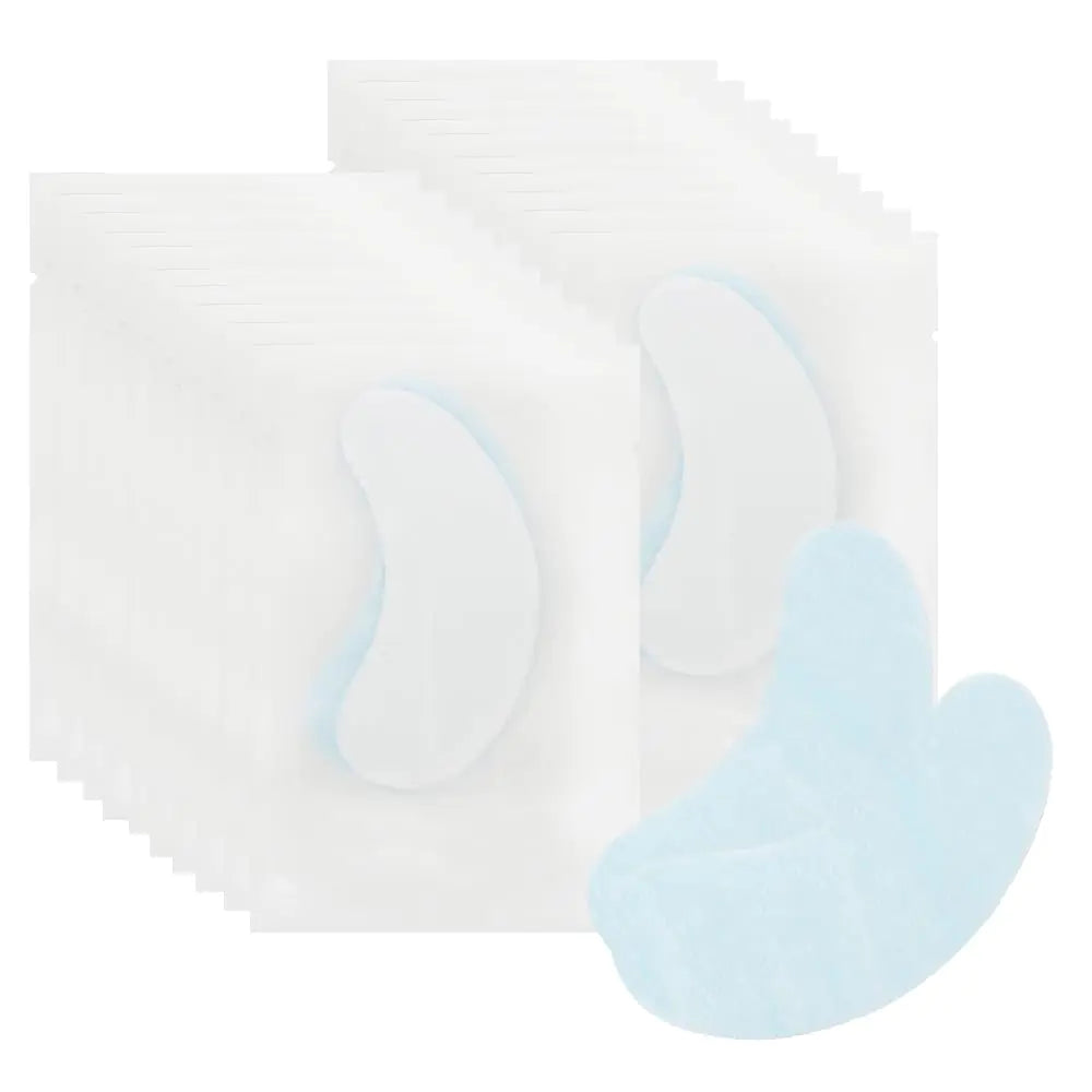 Mekupeu 100 Pairs Hydrogel Under Eye Gel Patches Lint Free Eye Lash Pads Eyelash Extension Tool Mask Eyepads Transparent/Blue
