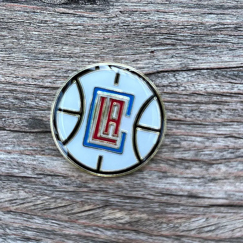 NBA Team Badge Pins - Lakers, Warriors, Bucks, Nets, Clippers